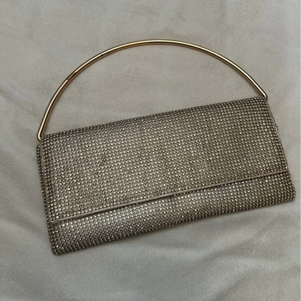 Jessica McClintock Gold Isa Crystal Clutch Bag 51699
